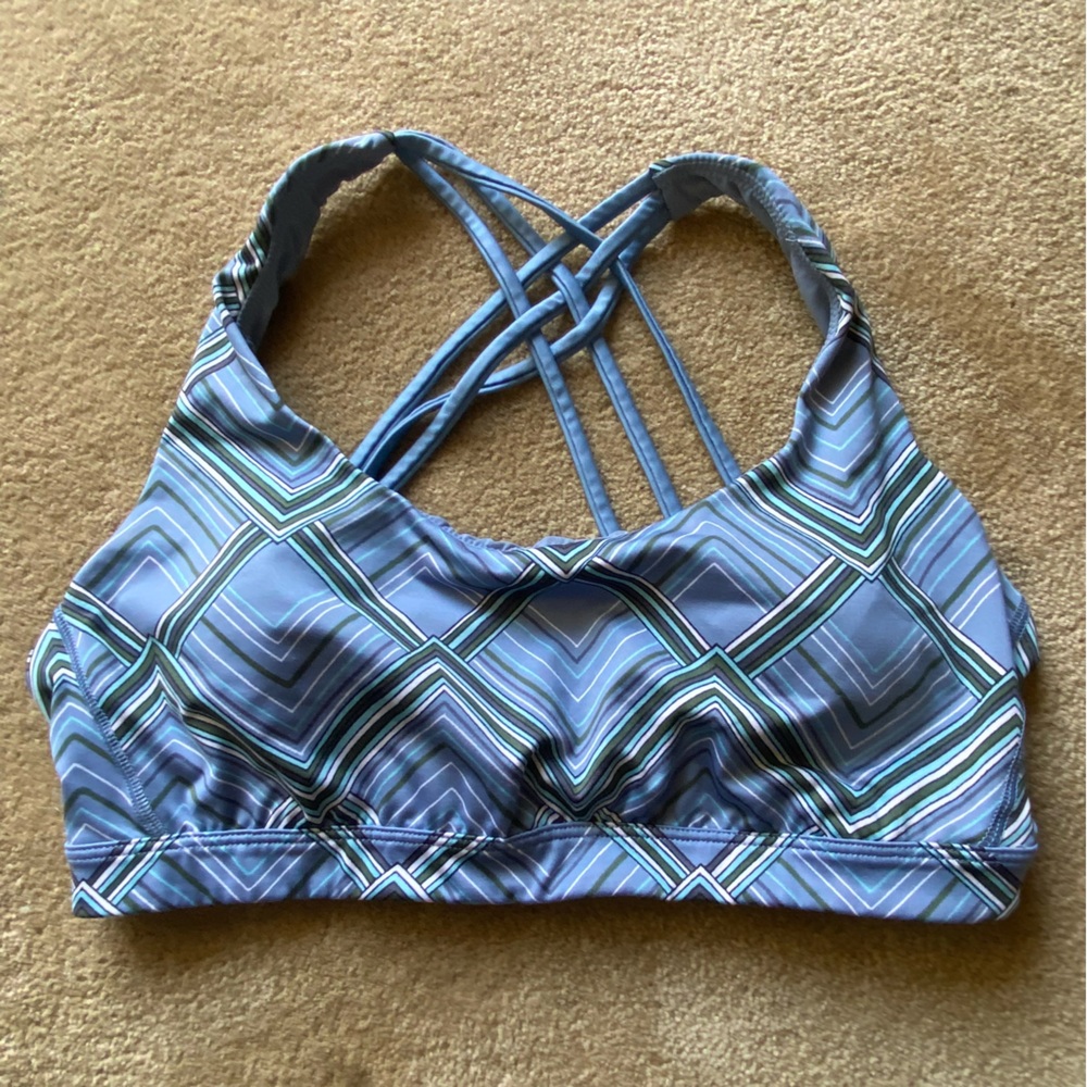 Victoria's Secret Sport Crossback Strappy Blue Geometric Chevron Bra Size M